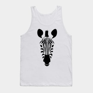 Zebra Face Black Stripes Art Silhouette Tank Top